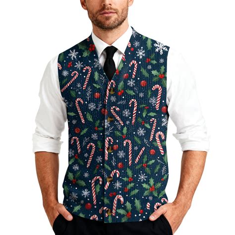 Christmas Men's Sweater Vests V Neck Casual Sleeveless Knitted Button ...