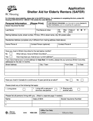 Fillable Online Application Shelter Aid for Elderly Renters ...