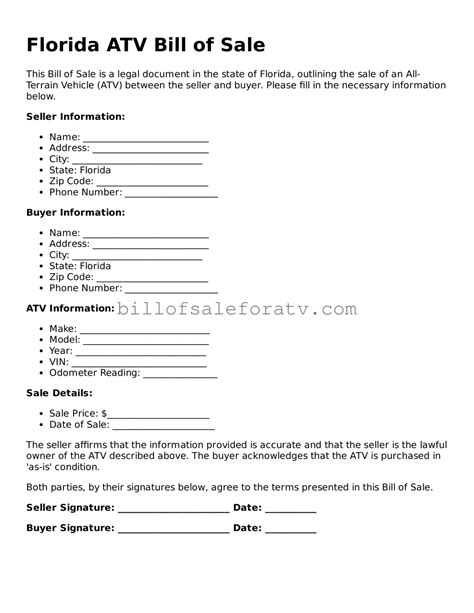 Draft Your Florida ATV Bill of Sale Using Our Fillable Template