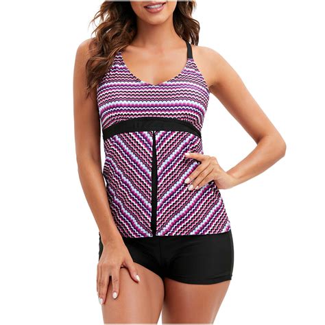Jsaierl Two Piece Tankini Bathing Suits for Women Blouson Swim Tops ...