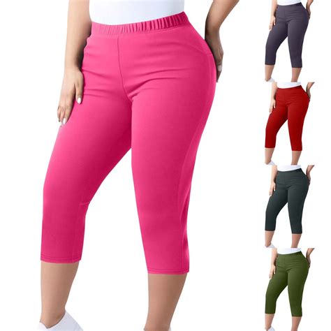 Bovxnpu Summer Womens Plus Size Pants, Women Workout Capris Leggings ...