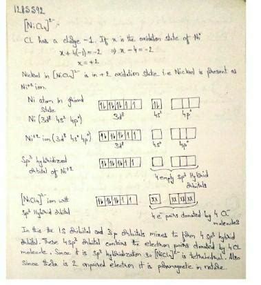 Discuss the structure of [NiCl⁴]²- with the help of Valence BondTheory ...