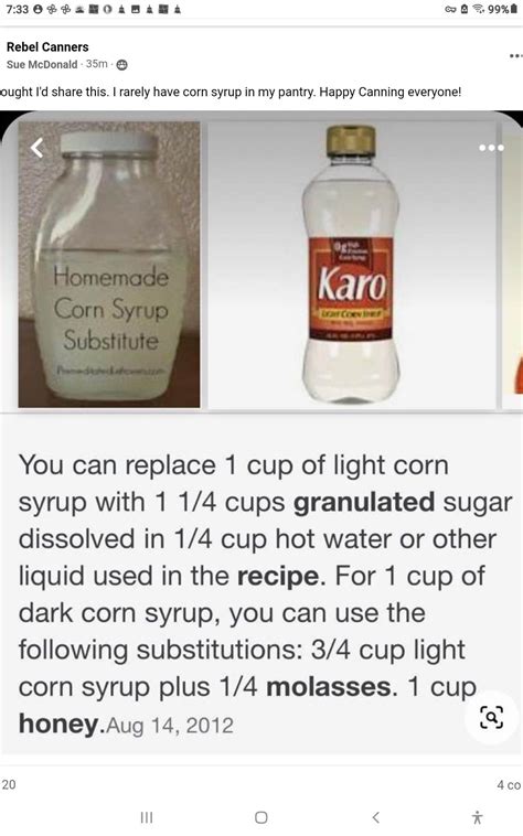 Pin by Gma T on baking substitutions | Corn syrup substitute, Cooking ...