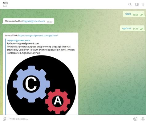 Telegram Bot Python Tutorial 的图像结果