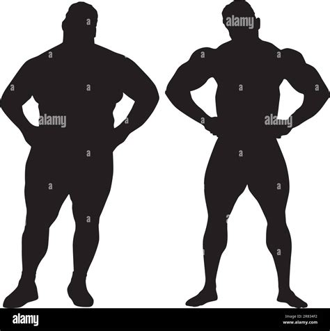 Silhouettes of bodybuilder and fat man Stock Vector Image & Art - Alamy