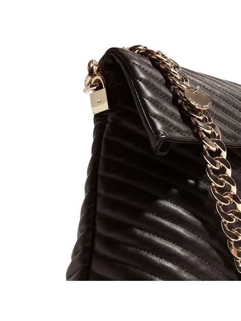 Karen Millen Leather Regent Chain Bag, Black at John Lewis & Partners