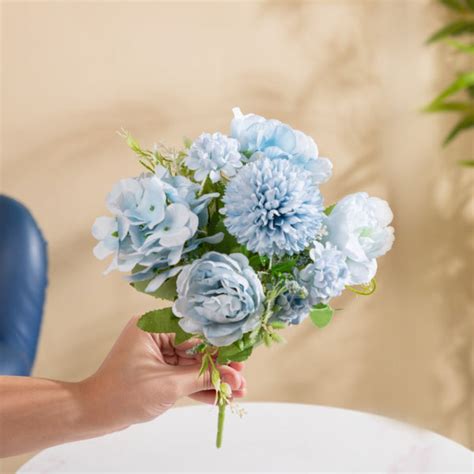 Artificial Flower Bunch Peony Blue