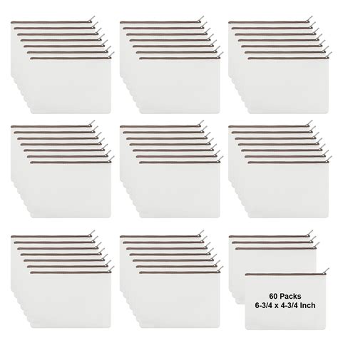 Aspire 60-Pack White Canvas Cosmetic Makeup Bag, Blank DIY Craft Lined ...