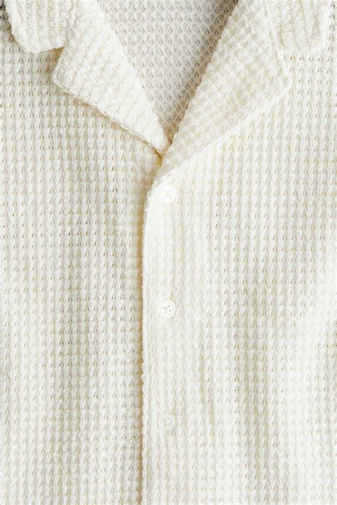 White Textured-knit resort shirt for kids | H&M IN