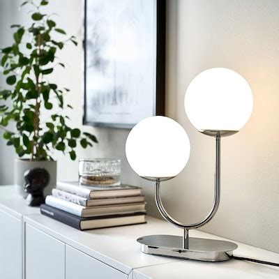 SIMRISHAMN Table lamp, chrome-plated, opal white glass, 42 cm - IKEA