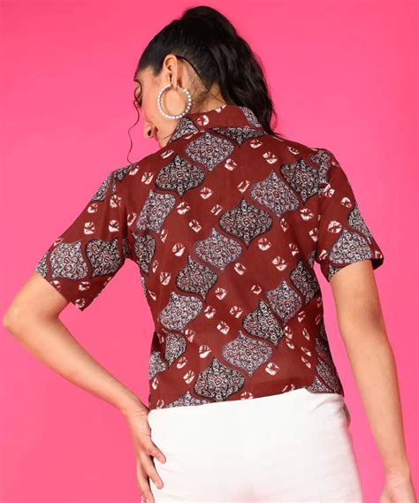 Red Block Printed Cotton Shirt – My Store