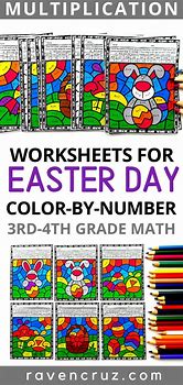 Image result for Multiplication Color by Number Easter Worksheet