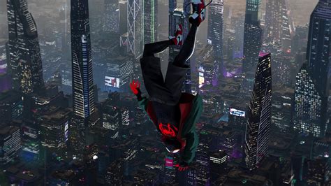 Miles Morales Falling Upside Down Spider-man Into The Spider-verse Live ...