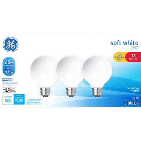 GE LED Light Bulbs, 60 Watt, Soft White. G25 Globe Bulbs, Medium Base ...