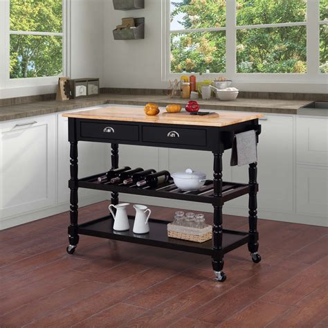 Convenience Concepts French Country 3 Tier Butcher Block Kitchen Cart ...