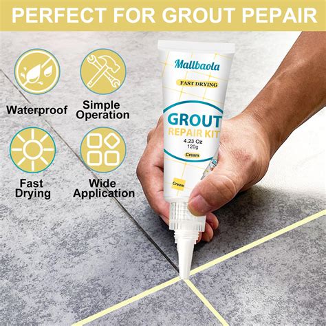 Snapklik.com : Mallbaola Tile Grout Repair Kit, 2 Pack Cream Filler ...