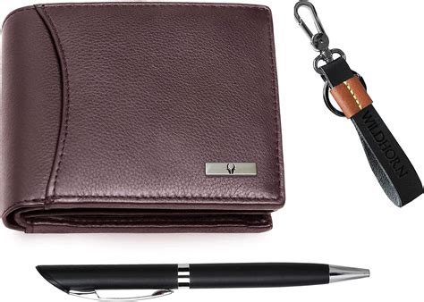 WildHorn Gift Hamper for Men I Top Grain Leather Wallet, Keychain & Pen ...