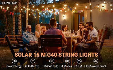 Homehop Solar Light Outdoor Home LED G40 Hanging String Lamp Waterproof ...