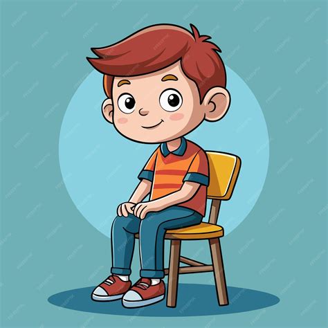 Cute boy sitting on a chair cartoon vector drawing | Premium AI ...