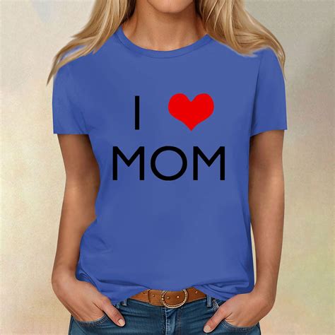 Cyinyin Mother Days Gift I love MOM Graphic Women'S Shirts, Women Funny ...