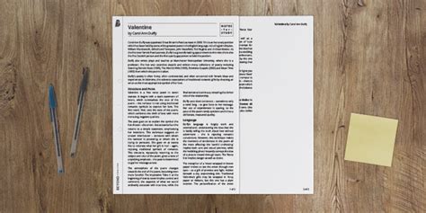 GCSE Poetry Notes for Study - Valentine (teacher made)