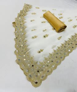 Buy NERTA BOUTIQUE Self Design, Embroidered Bollywood Georgette White ...