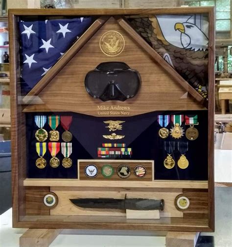 Custom flag display case with 3 shell casing displays folded flag ...