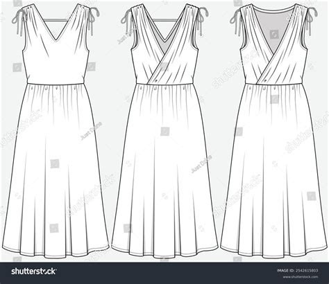 Midi Length Dress Wrap Shoulder Tie Stock Vector (Royalty Free ...
