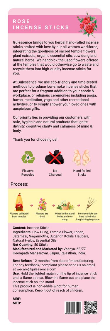 Rose Incense Sticks With Free Incense Holder| Made from Cowdung & Temp ...