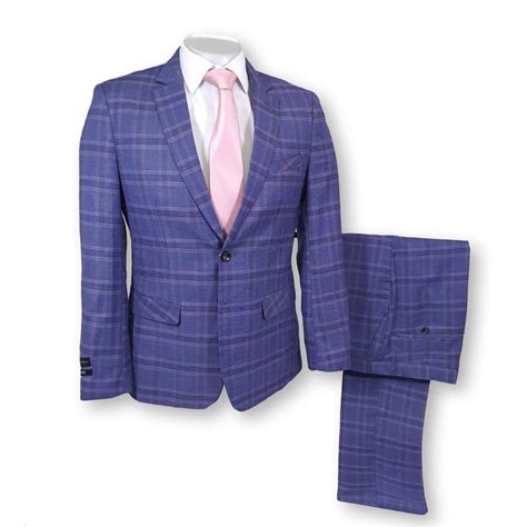 ALPHA & STEELE BLUE PLAID SUIT
