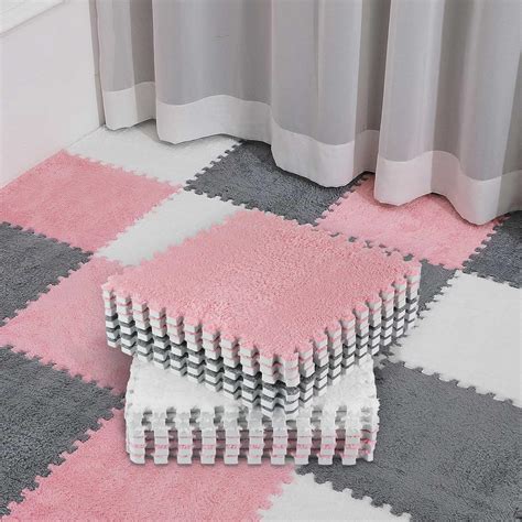 Amazon.com: Amylove 18 Pcs Plush Foam Floor Mat Square Interlocking ...