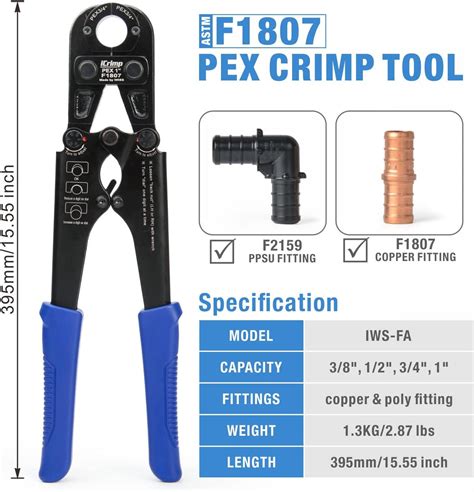 ICrimp F1807 PEX Crimper, Copper Pipe Crimping Tool Kit with 3/8'', 1 ...