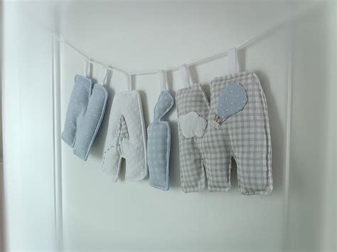 Letras Nombre Bebé Celeste - Estela y Pepel - Handmade - Hecho a mano