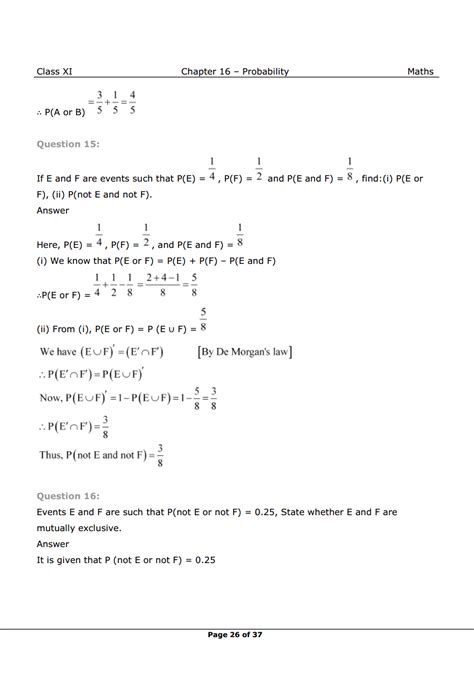 NCERT Solutions for Class 11 Maths chapter 16 - Probability