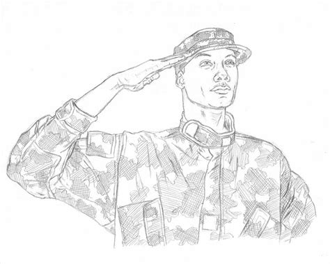 How to Draw an Army Man Saluting - Let's Draw Today