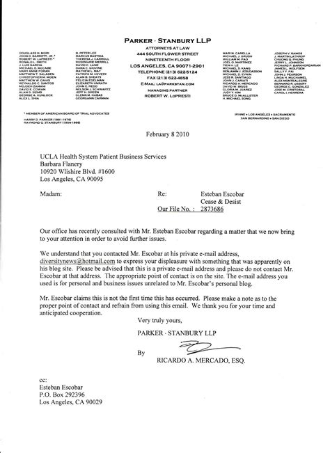 Response Cease & Desist Letter to Flanery, Barbara S. of UCLA Health ...