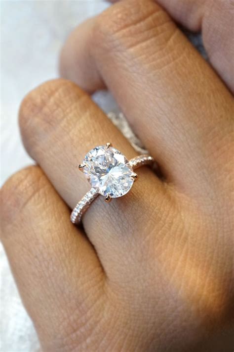 engagement rings gold band oval diamond