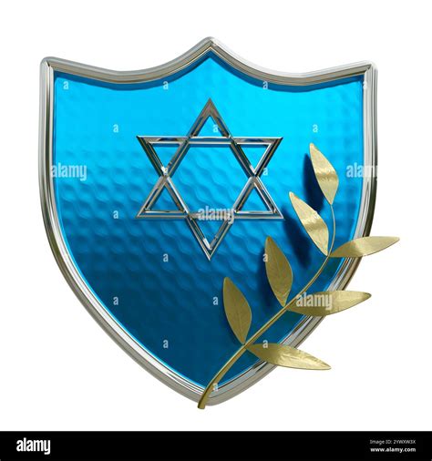 Shield, David's Star, golden bay leaf isolated on white Stock Photo - Alamy