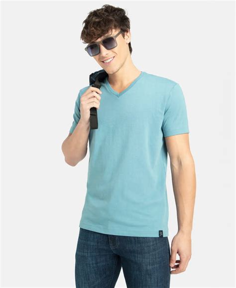 Buy Super Combed Cotton Rich Solid V Neck Half Sleeve T-Shirt ...