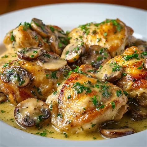Creamy Garlic Mushroom Chicken Thighs - D.K.H