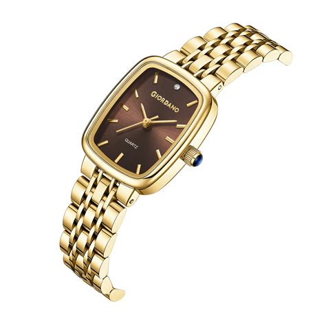 Giordano Analog Quartz Watch for Women with Rectangular Brown Dial ...
