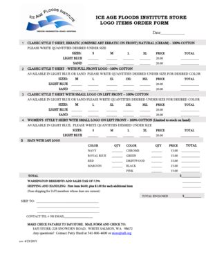 Fillable Online iafi IAFI ORDER FORM - Ice Age Floods Institute - iafi ...