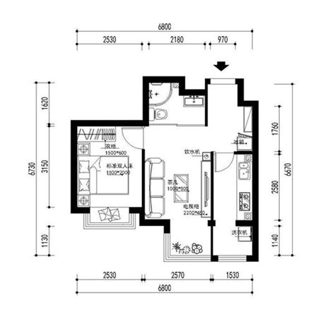 两室一厅户型图60平,60平米小两室图,小两居室户型图_大山谷图库