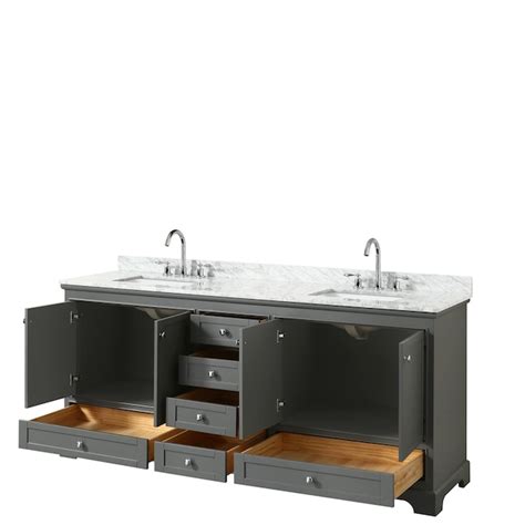 Wyndham Collection Deborah 80-in Dark Gray with Polished Chrome Trim ...