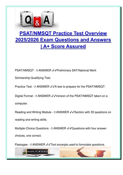 PSAT/NMSQT 2025/2026 Practice Master List – 200+ Key Concepts & Definitions from Reading ...