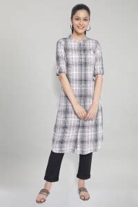 Aurelia Women Checkered Straight Kurta - Buy Aurelia Women Checkered ...