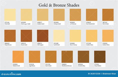 Color Palettes 20 Shades of Gold and Bronze - Soft, Warm, Deep and Aged ...