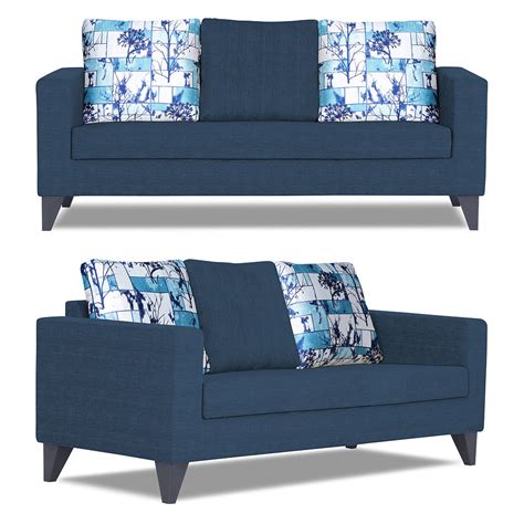 Adorn India Hallton Digitel Print Cushion 3-2 Five Seater Sofa Set (Bl