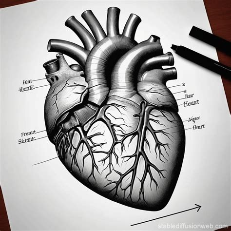 Labeled Scientific Human Heart Diagram | Stable Diffusion Online