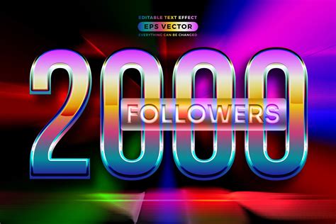 Retro Text Effect 2000 Followers Style Graphic by diqtam · Creative Fabrica
